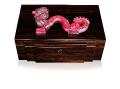 Dragon jewellery box in limited edition (88 pieces), natural ebony with red crystal, large size red - Lalique